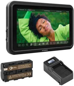 Atomos Shinobi 2 5" Touchscreen, 1500 nit, HDR Video & Photo Monitor, Bundle with NP-F550 Battery, Charger and Charger Plate
