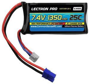 COMMON SENSE RC Lectron Pro 7.4V 1350mAh 25C Li-Po Battery with EC2 Connector