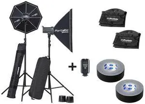 Elinchrom D-Lite RX 4, 4 Softbox To Go Kit, Bundle with 2"x55yds Gaffer Tapes and Sand Bags