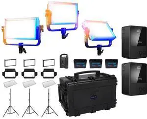 Dracast Plus Series LED500 30W Bi-Color LED 3-Light Location Kit, Bundle with 2x VB99 99Wh 6800mAh Mini V-Mount Li-Ion Battery