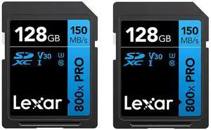 Lexar Lexar High-Performance 800x 128GB SDHC/SDXC UHS-I Card (BLUE Series), 2-Pack