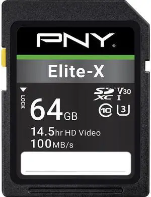 PNY Technologies Elite-X 64GB UHS-I U3 V30 microSDXC Flash Memory Card