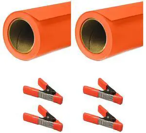 Savage Widetone Seamless Background Paper, 86" wide x 36' Orange, #24 2-Pack with XM3 Steel Spring Clamp, 1-1/4 x 1", Orange
