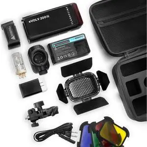 Flashpoint eVOLV 200 R2 TTL Pocket Flash with Barndoor Kit (Godox AD200) #EV-200
