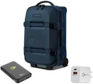 Pelican Aegis Series 22" Wheeled Carry-On Roller Hybrid Duffel Bag Indigo Blue with Power Bundle, Portable Power Bank, Wall Charger