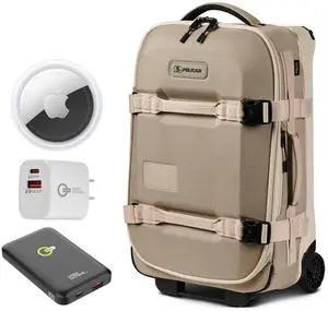 Pelican Aegis Series 22" Wheeled Carry-On Roller Hybrid Duffel Bag + Travel Bundle Sand