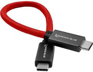 Kondor Blue 8.5" USB-C 3.1 Gen 2 Cable for SSD Recording, Cardinal Red