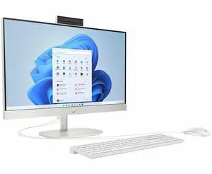 HP 24-cr0210 23.8" Full HD All-in-One Touchscreen Desktop Computer, AMD Athlon Silver 7120U 2.4GHz, 8GB RAM, 256GB SSD, Windows 11 Home, Shell White