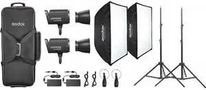 Godox Litemons LA300Bi Bi-Color LED Monolight (2-Light Kit with Stands, Black)