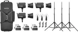 Godox Litemons LA300Bi Bi-Color LED Monolight (3-Light Kit with Stands, Black)