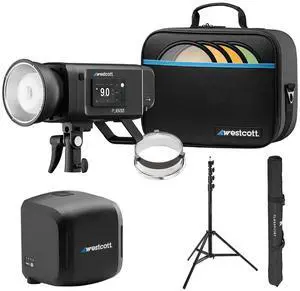Westcott FJ800 800W Bi-Color Strobe, Bundle with FJ ProMax Extra Battery and 9.5' Light Stand