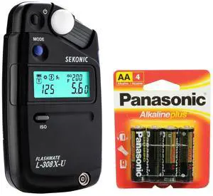 Sekonic L-308X-U Flashmate Digital Light Meter with 4x AA Batteries #401-305 K
