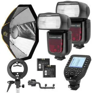 Flashpoint Zoom Li-ion 2 Speedlight Kit with R2 Pro MarkII Remote, EZ Softbox and Accessories For Canon