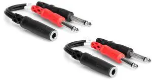 Hosa Technology 2x Stereo 1/4" Female to Two 1/4" Mono Male Y-Cable 6"