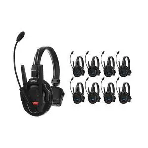 Synco Audio Xtalk XPro 9-Person Wireless Intercom System,9x Single-Ear Headset