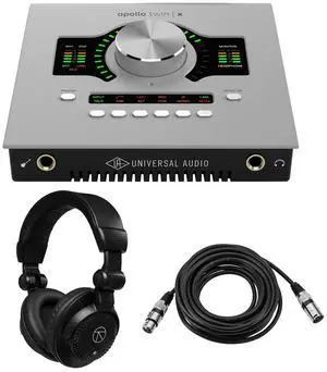 Universal Audio Apollo Twin X QUAD Gen 2 Thunderbolt 3 Audio Interface, Bundle with TAPH100 Monitor Headphones and 25' Microphone Cable