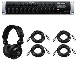 PreSonus StudioLive 24R 26-Input 32-Channel Series III Stage Box and Rack Mixer, Bundle with TAPH100 Monitor Headphones and 4x 25' XLR M to F Microphone Cable