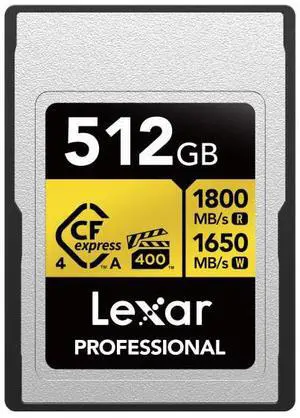 Lexar Gold Series Professional 512GB CFexpress 4.0 Type-A Memory Card Lexar Gold Series Professional 512GB CFexpress 4.0 Type-A Memory Card