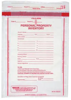 Sirchie 9x12" Personal Property Inventory Bag, 100 Each Sirchie 9x12" Personal Property Inventory Bag, 100 Each
