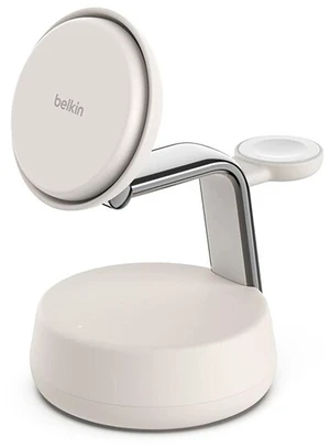 Belkin UltraCharge Pro 25W 3-in-1 Magnetic Qi2 Wireless Charging Dock - Sand - For Qi2-enabled Device - Magnetic, Qi2 Certified - WIZ040TTSD Belkin UltraCharge Pro 25W 3-in-1 Magnetic Qi2 Wireless Charging Dock - Sand - For Qi2-enabled Device - Magnetic, Qi2 Certified - WIZ040TTSD