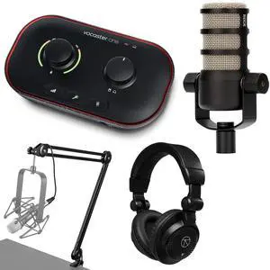 Focusrite Vocaster One Podcast Interface for Solo Content Creators, Bundle with PodMic Podcasting Microphone, Broadcast Arm, TAPH100 Headphones Focusrite Vocaster One Podcast Interface for Solo Content Creators, Bundle with PodMic Podcasting Microphone, Broadcast Arm, TAPH100 Headphones