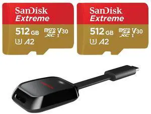 SanDisk Extreme 512GB UHS-I U3 microSDXC Memory Card Bundle #SDSQXH9512GGZ6MAA SanDisk Extreme 512GB UHS-I U3 microSDXC Memory Card Bundle #SDSQXH9512GGZ6MAA
