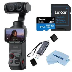 Insta360 Luna Ultra 8K Dual-Lens Gimbal Camera Standard Combo, Cosmic Black, Bundle with 64GB Memory Card, Card Reader, Cleaning Cloth Insta360 Luna Ultra 8K Dual-Lens Gimbal Camera Standard Combo, Cosmic Black, Bundle with 64GB Memory Card, Card Reader, Cleaning Cloth