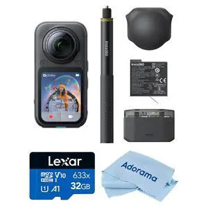 Insta360 X6 8K 360 Action Camera Essential Bundle, Midnight Black, Bundle with 32GB microSDHC Memory Card and Cleaning Cloth Insta360 X6 8K 360 Action Camera Essential Bundle, Midnight Black, Bundle with 32GB microSDHC Memory Card and Cleaning Cloth