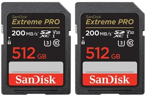 SanDisk Extreme PRO UHS-I U3 SDXC Memory Card - 512GB, 2-Pack SanDisk Extreme PRO UHS-I U3 SDXC Memory Card - 512GB, 2-Pack
