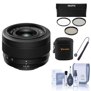 Fujifilm XC 13-33mm f/3.5-6.3 OIS Lens, Black, Bundle with 49mm Filter Kit, Lens Case, Cleaning Kit, Lens Cap Tether Fujifilm XC 13-33mm f/3.5-6.3 OIS Lens, Black, Bundle with 49mm Filter Kit, Lens Case, Cleaning Kit, Lens Cap Tether