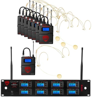 Nady 8W-1KU 1000-Channel UHF Octo Receiver Wireless System with 8x HM-10 Headworn Microphone, Beige Nady 8W-1KU 1000-Channel UHF Octo Receiver Wireless System with 8x HM-10 Headworn Microphone, Beige