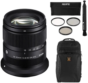 Sigma 18-50mm f/2.8 DC DN Contemporary Lens for Canon RF with SLINGER ALPINE 190 BACKPACK, PRO OPTIC 55 FILTER KIT, and PRO OPTIC LENSPEN LENS CLEANER Sigma 18-50mm f/2.8 DC DN Contemporary Lens for Canon RF with SLINGER ALPINE 190 BACKPACK, PRO OPTIC 55 FILTER KIT, and PRO OPTIC LENSPEN LENS CLEANER
