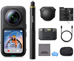 Insta360 X6 8K 360 Action Camera Essential Bundle, Midnight Black, Bundle with  Cleaning Cloth