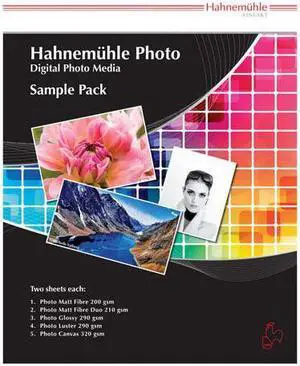 Hahnemuhle Fine Art Inkjet Photo Paper Sample Pack, 8.5x11", 10 Sheets #10640888