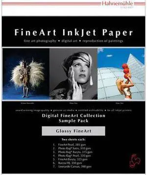 Hahnemuhle FineArt Glossy Inkjet Paper Sample Pack, 8.5x11", 14 Sheets #11640308