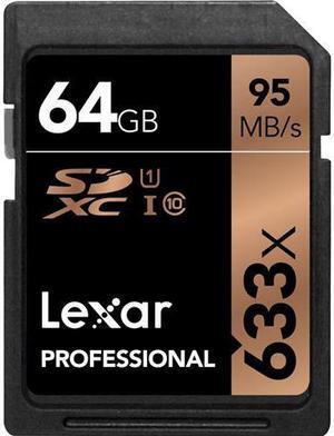 Lexar 64GB Professional Class 10 UHS-I U1 633x SDXC Memory Card #LSD64GCB1NL633