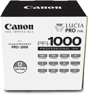 Canon PFI-1000 12 Ink LUCIA PRO Pack for imagePROGRAF PRO-1000 #0545C006