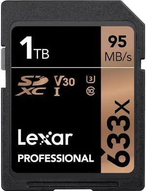 Lexar 1TB Professional 633x Class 10 SDXC Memory Card, 95MB/s Read, 70MB/s Write Lexar 1TB Professional 633x Class 10 SDXC Memory Card, 95MB/s Read, 70MB/s Write