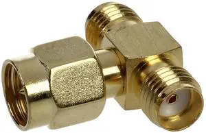 SMA Male to Two SMA Female Triple T RF Adapter Connector 3 Way Splitter NEW