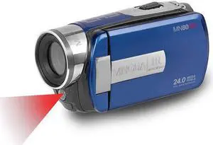 Minolta MN80NV 1080p Full HD 24MP Digital IR Night Vision Camcorder, Blue