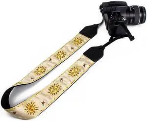 Perri's Leathers CSJ-28 Jacquard Camera Strap, Gold Suns