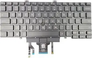 New US Black Backlit English Laptop Keyboard (without frame with stick pointer) for Dell Latitude 5400 5401 5410 P/N:3J9FC 03J9FC Light Backlight