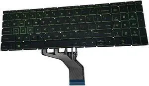 New US Green Backlit Keyboard (without palmrest) for HP Pavilion 16-A 16-A0010CA 16-A0010NR 16-A0020CA 16-A0020NR 16-A0025NR 16-A0030CA 16-A0030NR 16-A0032DX 16-A0035NR 16-A0045NR 16-A0046NR