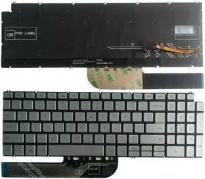 New US Silver English Backlit Laptop Keyboard (without palmrest) for Dell Inspiron 17 7706 2-in-1 Light Backlight