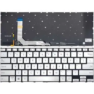New US Silver English Backlit Laptop Keyboard (Without palmrest) Replacement for Asus ZenBook 14X UX3404 UX3404V UX3404VA UX3404VC / ZenBook 14 Flip OLED UP3404 UP3404V UP3404VA Light Backlight New US Silver English Backlit Laptop Keyboard (Without palmrest) Replacement for Asus ZenBook 14X UX3404 UX3404V UX3404VA UX3404VC / ZenBook 14 Flip OLED UP3404 UP3404V UP3404VA Light Backlight