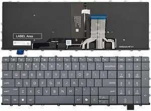 New US Gray English Backlit Laptop Keyboard (Without palmrest) for HP OmniBook X 17.3 inch 17-DD 17-DC 17-DD0013DX 17-DD0057NR 17-DC0073CL 17-DC0037NR New US Gray English Backlit Laptop Keyboard (Without palmrest) for HP OmniBook X 17.3 inch 17-DD 17-DC 17-DD0013DX 17-DD0057NR 17-DC0073CL 17-DC0037NR