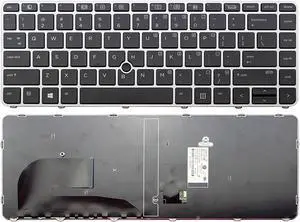 New US Black Backlit Laptop Keyboard (Silver Frame) For HP EliteBook 850 G3 ZBook 15u G3 Backlight Light LED Notebook US