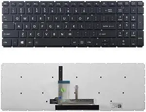New US Black Backlit Keyboard (without frame) For Toshiba Satellite P55W-C5200 P55W-C5204 P55W-C5200X P55W-C5316 P55W-C5316-4K P55W-C5314 P55W-C5320-4K P55W-C5321-4K Light Backlight