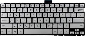 New English Laptop Keyboard (without Frame) for Asus Q304 Q304UA Q304UA-BHI5T11, US layout Silver color