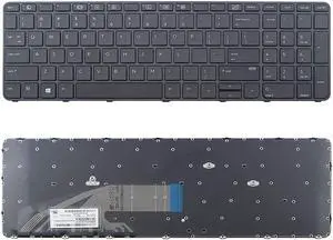 New US Black Keyboard (NO-Backlit with Frame) Compatible HP ProBook 450 G4 455 G4 450 G3 455 G3 470 G3 Laptop English Keyboard